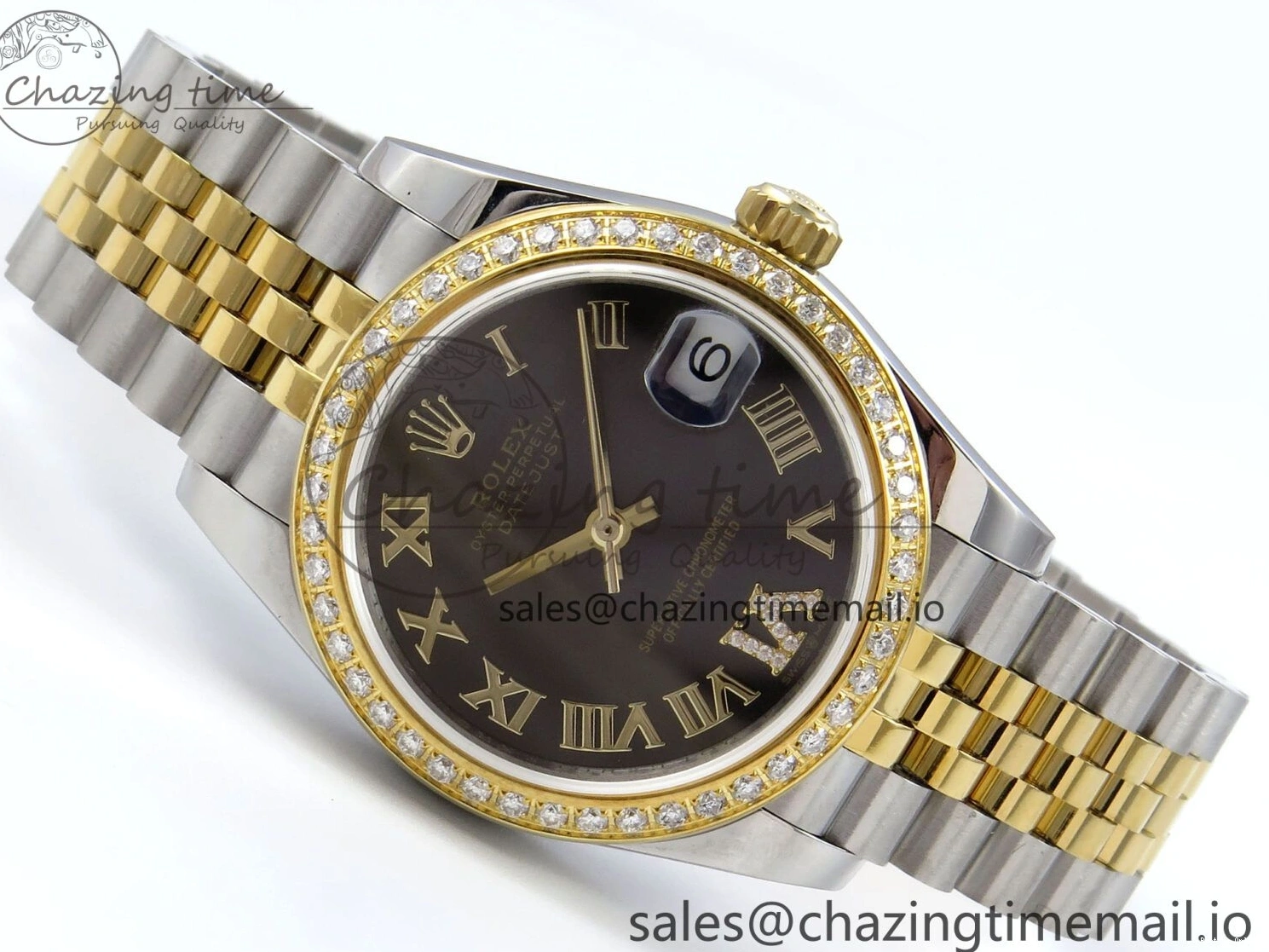 0513 Attractive DateJust 31 278383RBR JARF 1:1 Best Edition 904L Steel Gray Roman Diamonds Dial on SS YG Jubilee Bracelet HZ 880